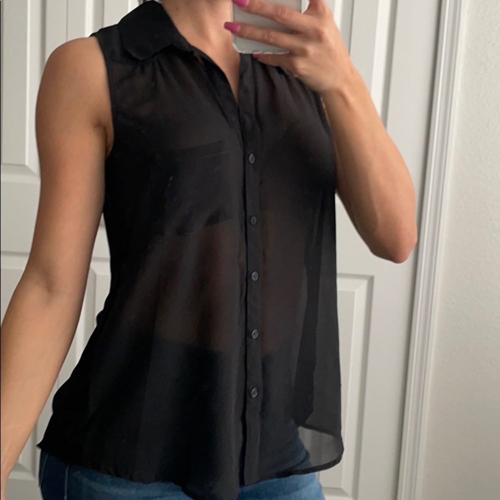 Sheer Slit Back Blouse